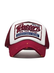 1pc Unisex Embroidered Mesh Baseball Cap With Letter Patch, Curved Brim, Suitable For Outdoor Activities, Daily Wear Street