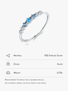MODIAN 925 Sterling Silver Simple Stackable Fashion Thin Finger Ring Charm Blue Zirconia Rings For Women Wedding Fine Jewelry - Silver - View 4