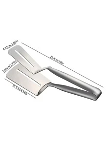 1pc Stainless Steel Food Tongs, Minimalist Grilling Food Tongs For Kitchen - Silver - View 6