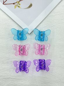 6入組女士蝴蝶設計時尚髮夾用於裝飾