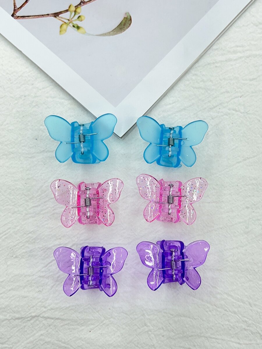 6入組女士蝴蝶設計時尚髮夾用於裝飾