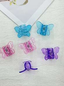 6入組女士蝴蝶設計時尚髮夾用於裝飾