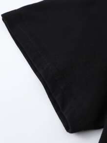 SHEIN EZwear Áo thun nữ Thực vật Giải trí - màu đen - Xem 5