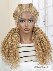 Lace Front Long Braided Synthetic Wig - Ombre - View 3