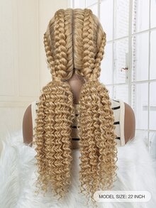 Lace Front Long Braided Synthetic Wig - Ombre - View 5