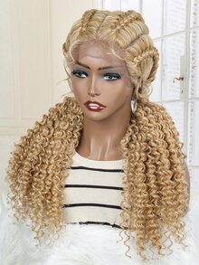 Lace Front Long Braided Synthetic Wig - Ombre - View 6