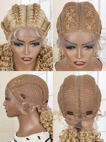 Lace Front Long Braided Synthetic Wig - Ombre - View 8