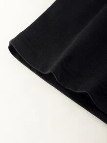 Manfinity EMRG Men Letter Graphic Contrast Trim Tee - Black - View 6