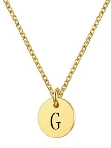 Vòng cổ Charm tròn chi tiết chữ cái - Vàng - Xem 5