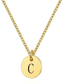 Vòng cổ Charm tròn chi tiết chữ cái - Vàng - Xem 18