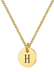 Vòng cổ Charm tròn chi tiết chữ cái - Vàng - Xem 20