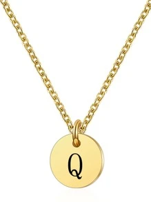 Vòng cổ Charm tròn chi tiết chữ cái - Vàng - Xem 21