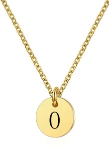 Vòng cổ Charm tròn chi tiết chữ cái - Vàng - Xem 22
