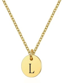 Vòng cổ Charm tròn chi tiết chữ cái - Vàng - Xem 27