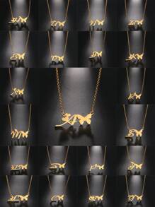 Vòng cổ mặt dây chuyền hình con bướm và chữ cái - Vàng - Xem 28