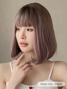 HAIRCUBE 14 Inch Tóc Giả Xoăn Ngắn Tổng Hợp, Tóc Giả Màu Hồng Nhạt Có Bangs, Fluffy Micro-roll Inner Buckle Wig - Nhiều màu - Xem 2