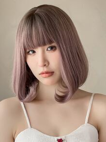 HAIRCUBE 14 Inch Tóc Giả Xoăn Ngắn Tổng Hợp, Tóc Giả Màu Hồng Nhạt Có Bangs, Fluffy Micro-roll Inner Buckle Wig - Nhiều màu - Xem 5