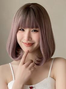 HAIRCUBE 14 Inch Tóc Giả Xoăn Ngắn Tổng Hợp, Tóc Giả Màu Hồng Nhạt Có Bangs, Fluffy Micro-roll Inner Buckle Wig - Nhiều màu - Xem 8