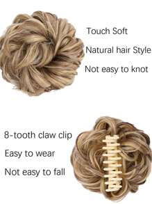 Claw Clip In Hair Bun Messy Curly Clip In Claw Hair Hairpieces Combs Add Ponytail Hair Pieces Synthetic Hair Extensions For Women - Multicolor - View 4