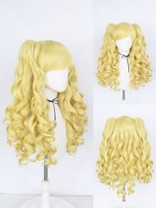 Peluca sintética cosplay medio ondulado con tupe - Amarillo - Ver 1