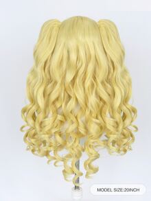 Peluca sintética cosplay medio ondulado con tupe - Amarillo - Ver 2