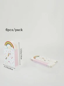6pcs Unicorn Print Paper Bag, Cartoon Paper Candy Bag For Birthday Party - Multicolor - View 2