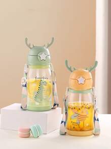 1 pieza Botella de agua con estampado de dibujos animados - Verde - Ver 5