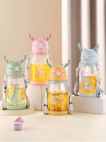 1 pieza Botella de agua con estampado de dibujos animados - Verde - Ver 6