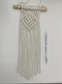 1pc Woven Wall Hanging, Boho Fabric Braided Design Hanging Decoration For Home Decoration - Beige - View 3