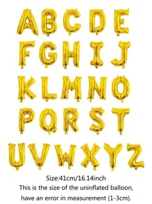 1 Pieza Globo Dorado De Letra De Película De Aluminio De 16 Pulgadas, Disponible 26 Letras - Dorado - Ver 4