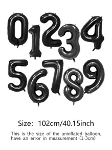 1pc 40 Inch Polyamide Balloon, Classic Black Number Design Party Celebration Decoration Balloon For Party, Christmas - Black - View 4