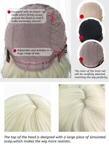 alicegarden Tóc giả tổng hợp sóng dài có tóc mái - Vàng - Xem 5