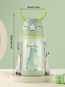 1 pieza Botella de agua con estampado de dibujos animados - Verde - Ver 2