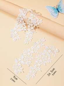 1 cặp hoa thêu ren vải tự làm - trắng - Xem 2
