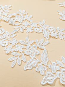 1 cặp hoa thêu ren vải tự làm - trắng - Xem 4