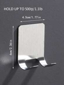 1pc Stainless Steel Wall Hook - Grey - View 5