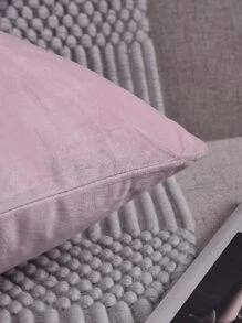 Miater 1pc Plain Cushion Cover Without Filler - Pink - View 3