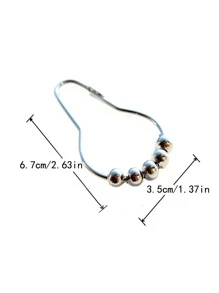 12pcs Stainless Steel Shower Curtain Hook - Silver - View 3