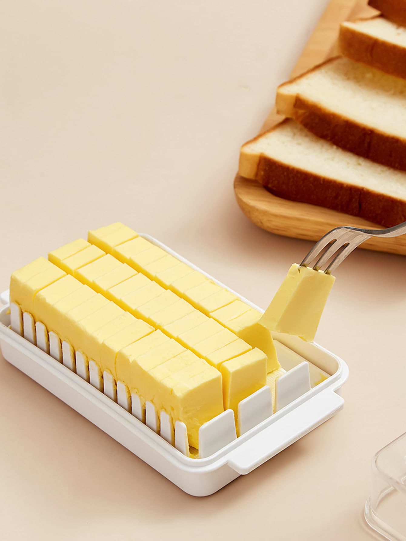 1 pieza Mantequera divisible con tapa - Blanco - Ver 1