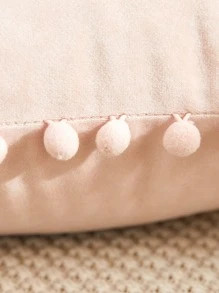 1pc Solid Pom Pom Cushion Cover Without Filler - Pink - View 6