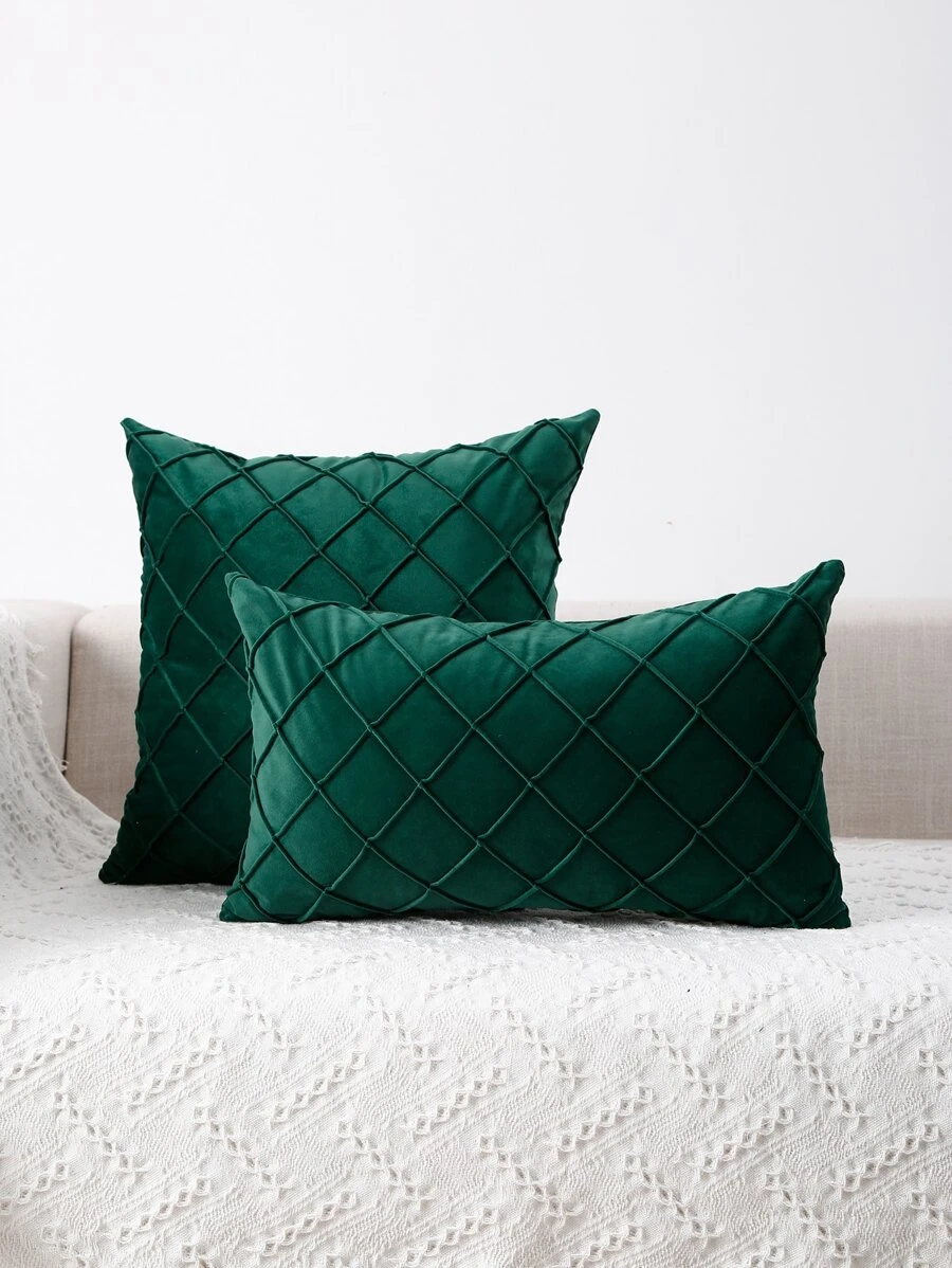 1pc Solid Color Cushion Cover Without Filler - Green - View 1