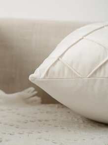 Pintuck Solid Color Cushion Cover Without Filler - Beige - View 3