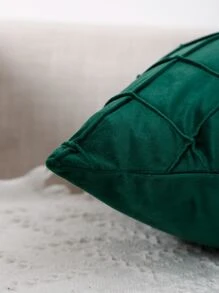 1pc Solid Color Cushion Cover Without Filler - Green - View 3