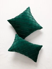 1pc Solid Color Cushion Cover Without Filler - Green - View 4