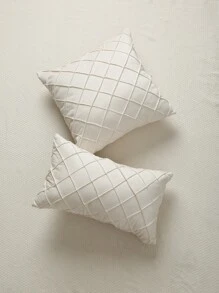 Pintuck Solid Color Cushion Cover Without Filler - Beige - View 5