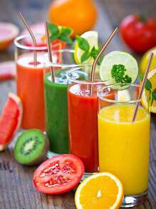 Set de pajitas de acero inoxidable de 3 piezas, té de la leche, café, bebidas, hierro, pajita para beber, juego de cepillos de paja, pajita de Metal - Oro rosa - Ver 4