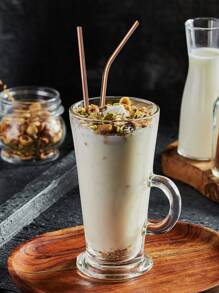 Set de pajitas de acero inoxidable de 3 piezas, té de la leche, café, bebidas, hierro, pajita para beber, juego de cepillos de paja, pajita de Metal - Oro rosa - Ver 5