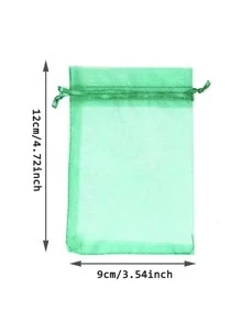 10pcs Mesh Gift Packaging Bags With Drawstring - Green - View 4