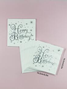 20pcs Metallic Slogan Graphic Disposable Napkin - Silver - View 3