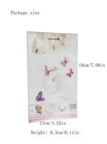 12 Cái/bộ Giấy Dán Bướm Giấy Rỗng Ra 3D Trang Trí Phòng Sáng Tạo Hình Dán Bướm Cho Gia Đình - Hoa hồng vàng - Xem 4